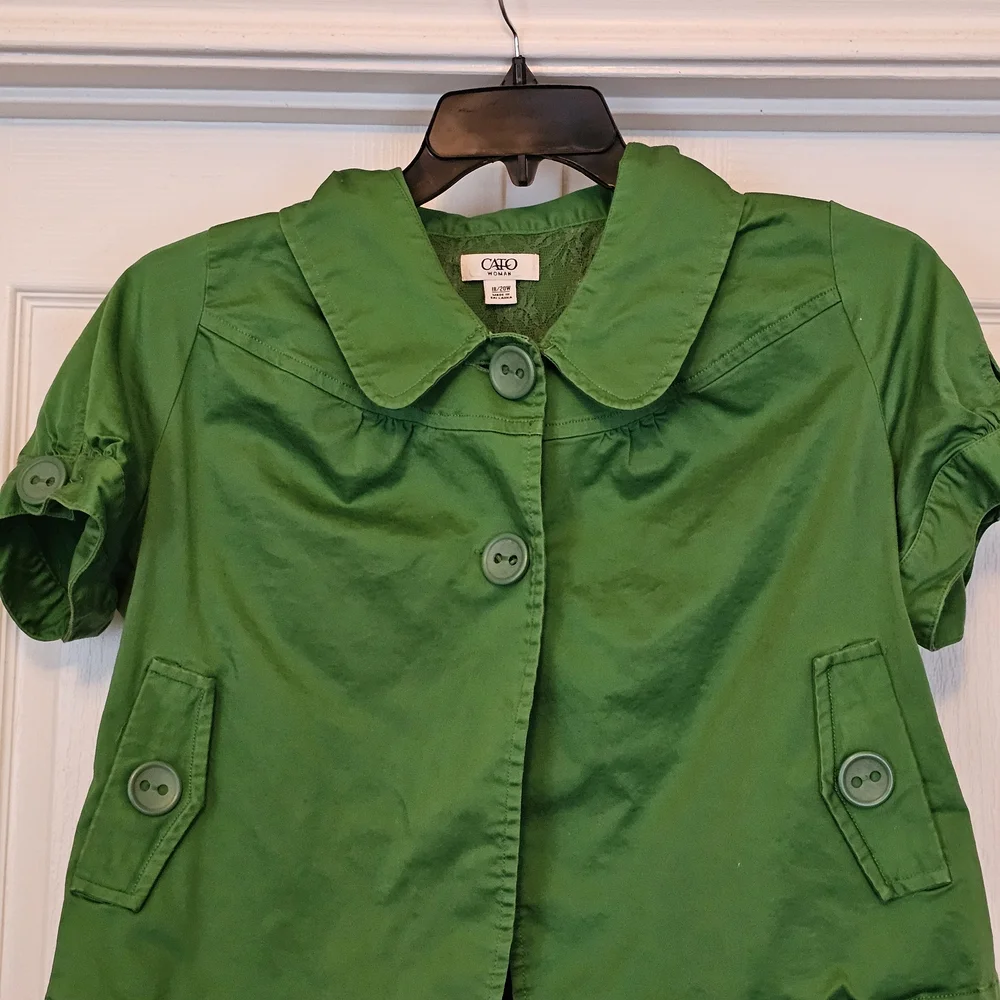 Cato Green Utility Jacket with Button Accents - Picture 1 of 9